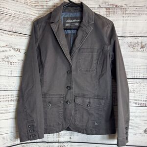 Eddie Bauer Jacket Womens Size 8 Legend Wash Stretch Gray Blazer Outdoor‎ Casual